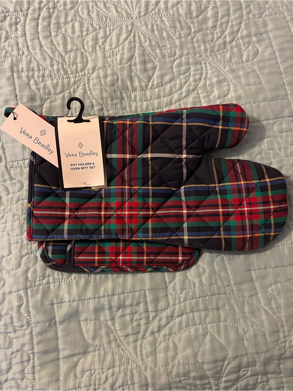 Vera Bradley Tartan Plaid Oven Mitt and Pot Holder Set - Navy, Red, Green